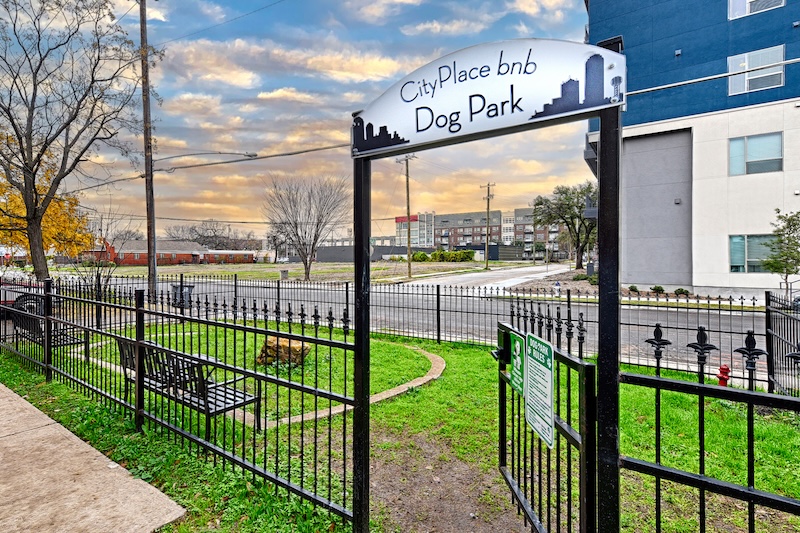 The private on-site dog park at CityPlace bnb