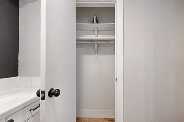 Refreshed unit closet with shelving